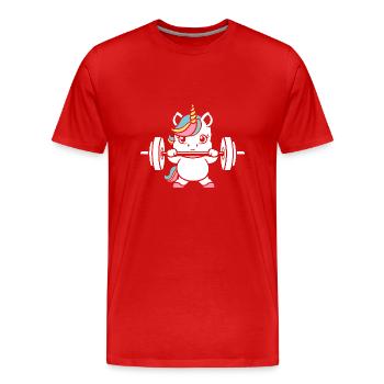 Humor Bodybuilding - Männer Premium Bio T-Shirt - Rot - Vorne - Damien (186cm)
