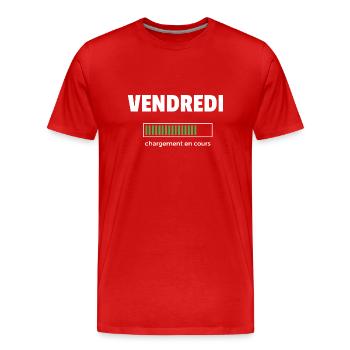 vendredi chargement en cours - T-shirt bio Premium Homme - rouge - Devant - Damien (186cm)