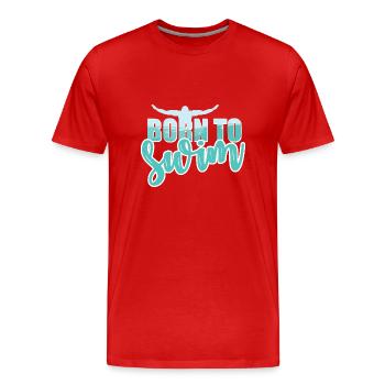 Born to swim - Men's Premium Organic T-Shirt - red - Front - Damien (186cm)