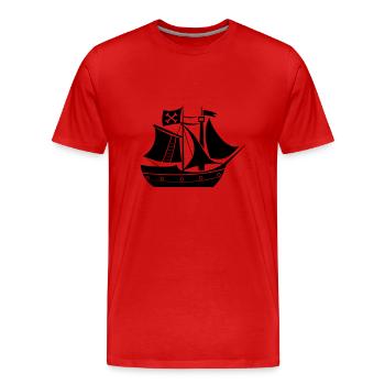 Pirate ship - Men's Premium Organic T-Shirt - red - Front - Damien (186cm)