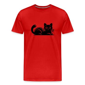 Ronronnement Chat Câlin Dessin - T-shirt bio Premium Homme - rouge - Devant - Damien (186cm)