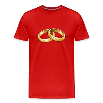 Anneaux de mariage symbole mariage - T-shirt bio Premium Homme - rouge - Devant - Damien (186cm)