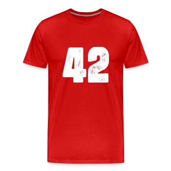 42 Maillot numéro - T-shirt bio Premium Homme - rouge - Devant - Damien (186cm)