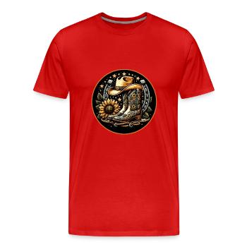 Line Dancing Country Dance - Line Dance Tanzen - Men's Premium Organic T-Shirt - red - Front - Damien (186cm)