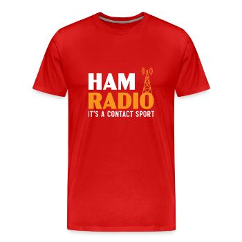 Radio amateur C’est un opérateur sportif de contact Roue de jambon - T-shirt bio Premium Homme - rouge - Devant - Damien (186cm)