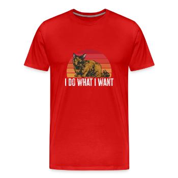 Schildpatt Katze Tortue écaille de tortue Cat Tortie - T-shirt bio Premium Homme - rouge - Devant - Damien (186cm)