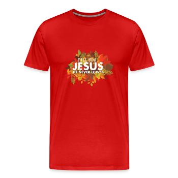 Les croyants chrétiens religieux tombent amoureux de Jésus Bible - T-shirt bio Premium Homme - rouge - Devant - Damien (186cm)