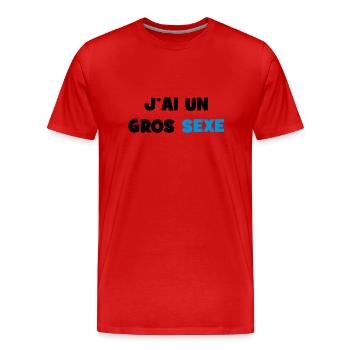 J'ai un GROS sexe :) - T-shirt bio Premium Homme - rouge - Devant - Damien (186cm)