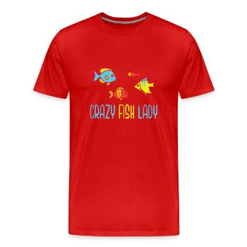 Crazy Fish Lady Aquarist Fish Keeper - T-shirt bio Premium Homme - rouge - Devant - Damien (186cm)