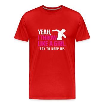 Kugelstoßen Werfen Leichtathletik - Männer Premium Bio T-Shirt - Rot - Vorne - Damien (186cm)