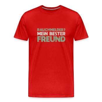 Rauchmelder? Mein Bester Freund - Männer Premium Bio T-Shirt - Rot - Vorne - Damien (186cm)