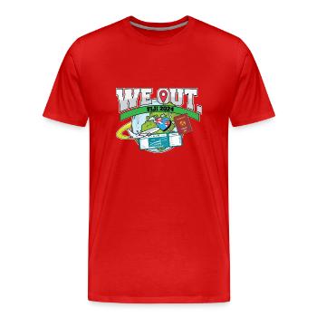 Nous voyageons aux Fidji en famille - T-shirt bio Premium Homme - rouge - Devant - Damien (186cm)