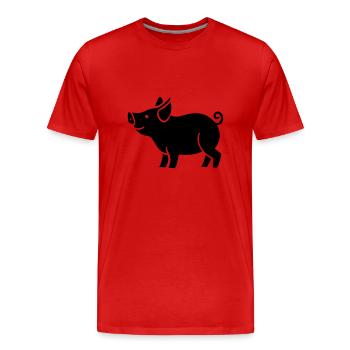 pig - Men's Premium Organic T-Shirt - red - Front - Damien (186cm)