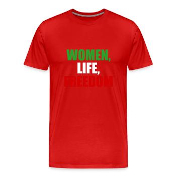 women life freedom Iran revolution - Men's Premium Organic T-Shirt - red - Front - Damien (186cm)