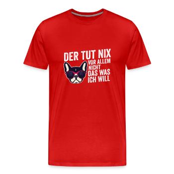 Hund Frenchie - Männer Premium Bio T-Shirt - Rot - Vorne - Damien (186cm)