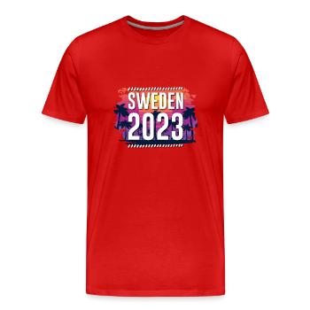 Suède 2023 - T-shirt bio Premium Homme - rouge - Devant - Damien (186cm)