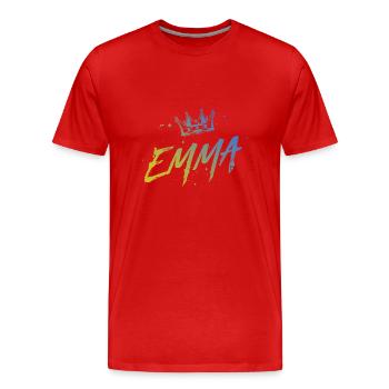 Emma - Männer Premium Bio T-Shirt - Rot - Vorne - Damien (186cm)