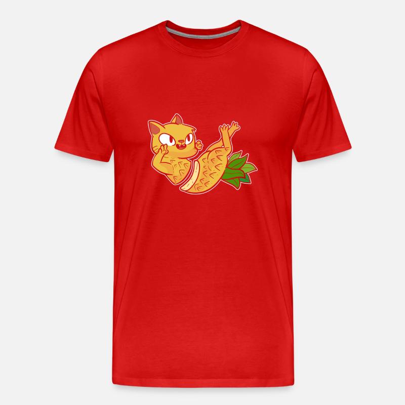 Ananas Katze - Männer Premium Bio T-Shirt - Rot