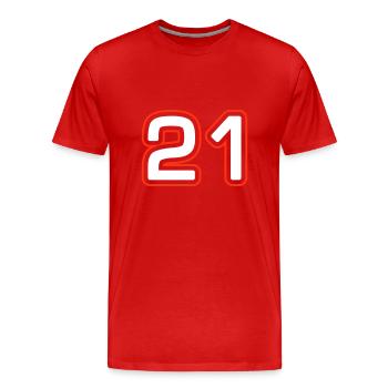 Symbole numérique 21 - T-shirt bio Premium Homme - rouge - Devant - Damien (186cm)