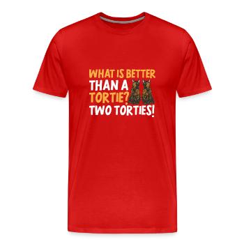 Schildpatt Katze Tortue écaille de tortue Cat Tortie - T-shirt bio Premium Homme - rouge - Devant - Damien (186cm)