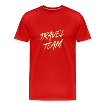 Travel Team - Männer Premium Bio T-Shirt - Rot - Vorne - Damien (186cm)