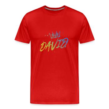 David - Männer Premium Bio T-Shirt - Rot - Vorne - Damien (186cm)