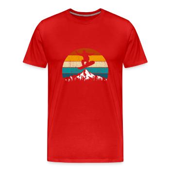 Snowboard, Halfpipe, Sports d’hiver, Coucher de soleil rétro - T-shirt bio Premium Homme - rouge - Devant - Damien (186cm)