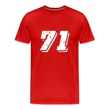 71 Zahl Symbol - Männer Premium Bio T-Shirt - Rot - Vorne - Damien (186cm)