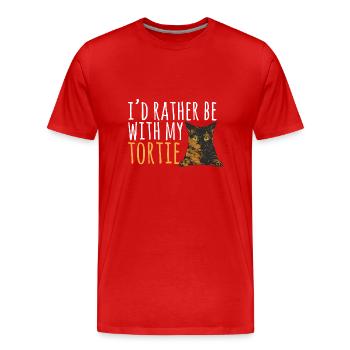 Schildpatt Katze Tortue écaille de tortue Cat Tortie - T-shirt bio Premium Homme - rouge - Devant - Damien (186cm)