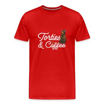 Schildpatt Katze Tortue écaille de tortue Cat Tortie - T-shirt bio Premium Homme - rouge - Devant - Damien (186cm)
