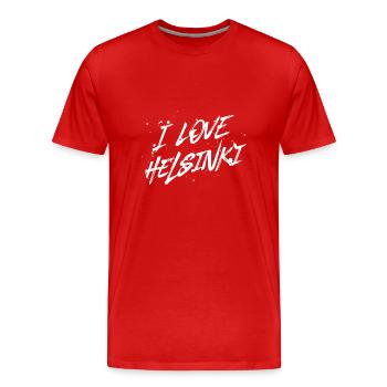 J’aime Helsinki - T-shirt bio Premium Homme - rouge - Devant - Damien (186cm)