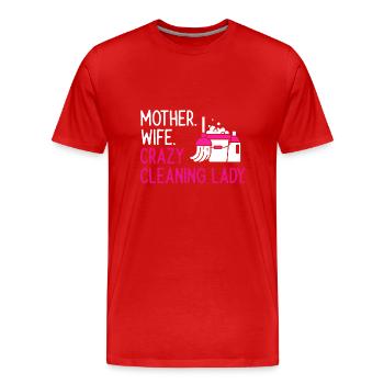 Aide domestique, femme de ménage, femme de ménage - T-shirt bio Premium Homme - rouge - Devant - Damien (186cm)
