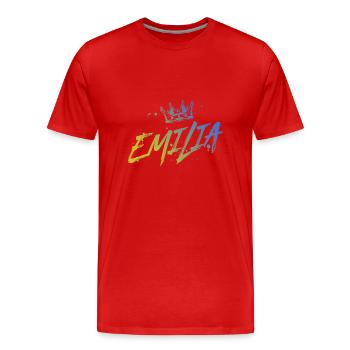 Emilia - Männer Premium Bio T-Shirt - Rot - Vorne - Damien (186cm)