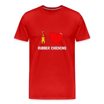 Gummihuhn Kostüm Spielzeug Gummihuhn - Männer Premium Bio T-Shirt - Rot - Vorne - Damien (186cm)