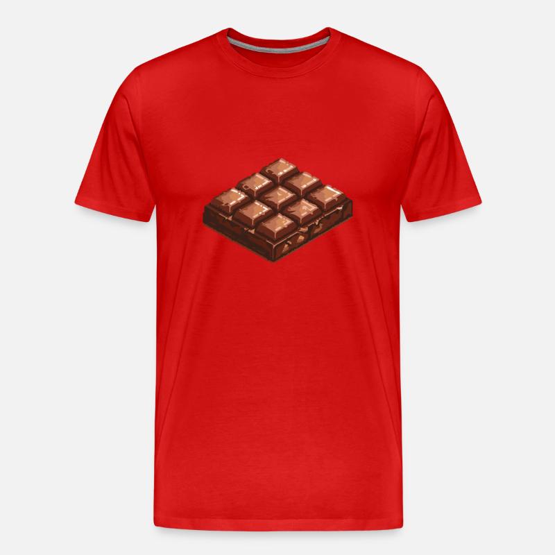 Schokolade Pixel Symbol - Männer Premium Bio T-Shirt - Rot