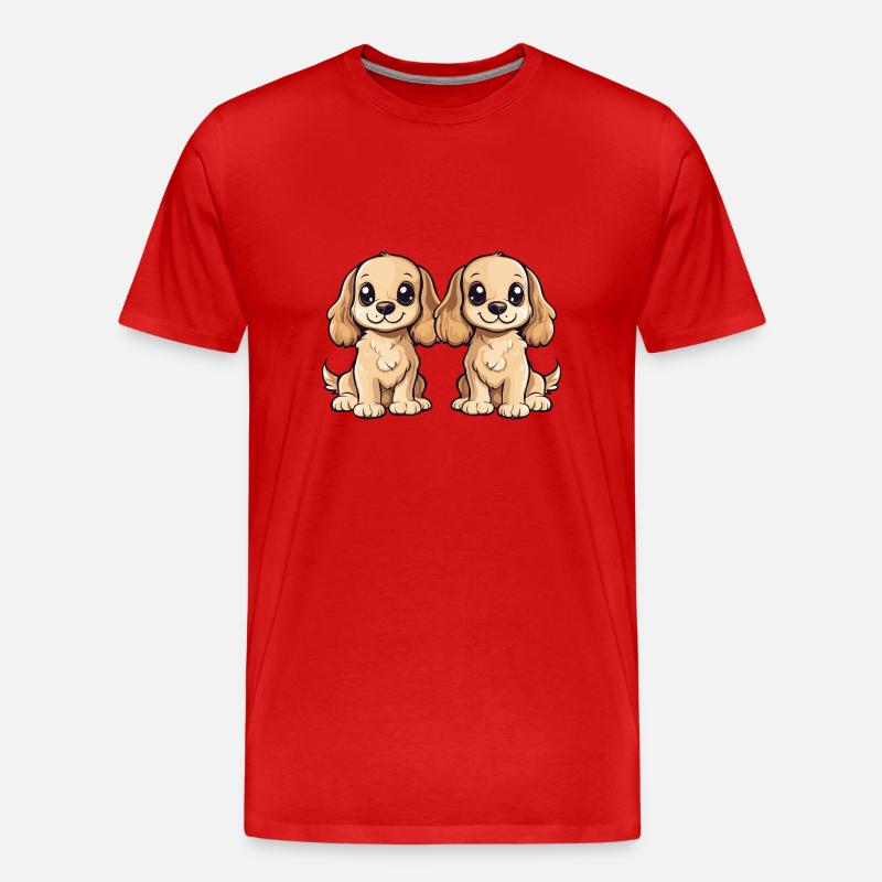 Cocker Spaniel Hund Comic - Männer Premium Bio T-Shirt - Rot