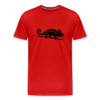 Chamäleon Zeichnung im Tinte Style - Männer Premium Bio T-Shirt - Rot - Vorne - Damien (186cm)
