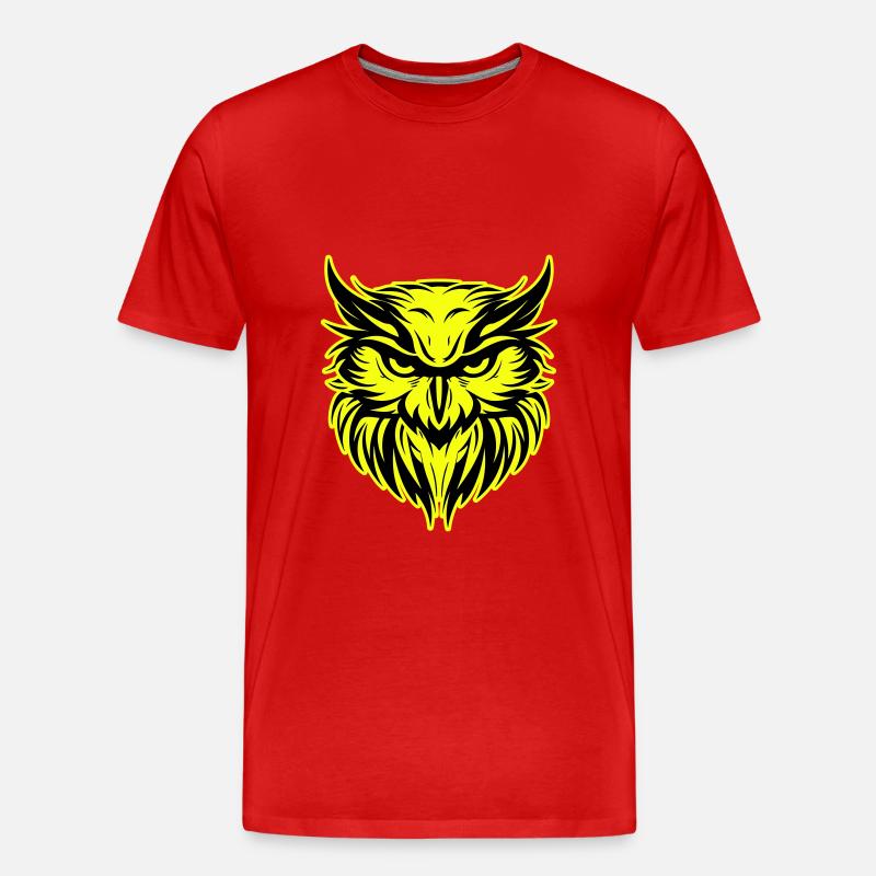 Eule Kopf Porträt Symbol - Männer Premium Bio T-Shirt - Rot