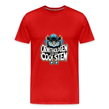 Ornithologen sind die Coolsten lustige Eule - Männer Premium Bio T-Shirt - Rot - Vorne - Damien (186cm)
