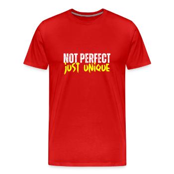 Not perfect - just unique - Männer Premium Bio T-Shirt - Rot - Vorne - Damien (186cm)
