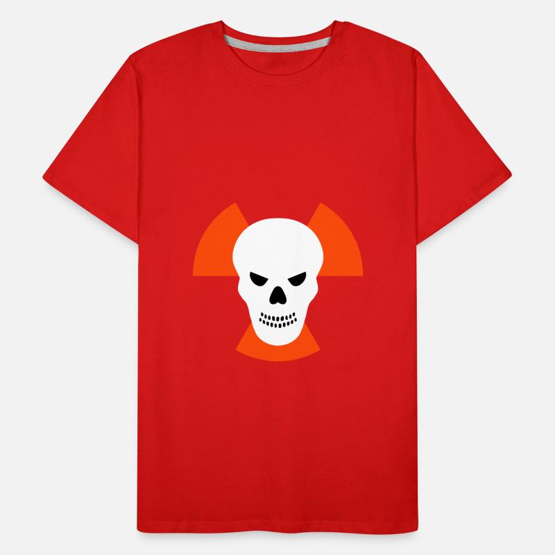 Schädel mit bösem Blick vor Strahlenwarnzeichen Männer Premium Bio T-Shirt