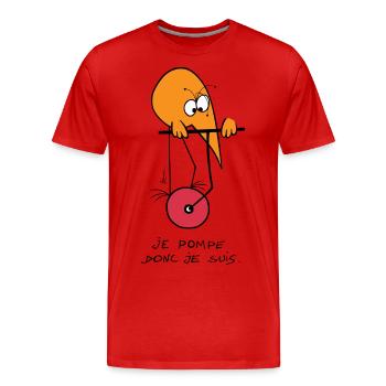 Je pompe donc je suis ! - T-shirt bio Premium Homme - rouge - Devant - Damien (186cm)