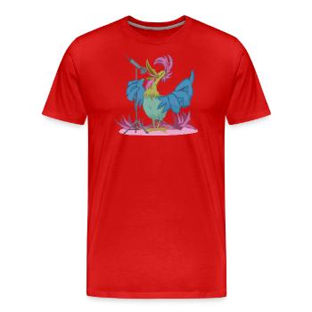 Bremer Stadtmusikanten: Hahn am Mic – Showtime! - Männer Premium Bio T-Shirt - Rot - Vorne - Damien (186cm)