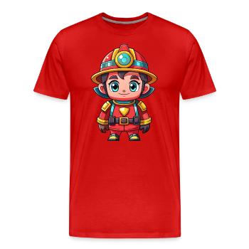 Héros en rouge le pompier - T-shirt bio Premium Homme - rouge - Devant - Damien (186cm)