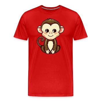Singe assis, méditant et relaxant - T-shirt bio Premium Homme - rouge - Devant - Damien (186cm)