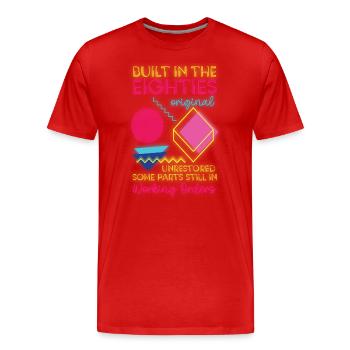 80er Old School Mottoparty Achtziger - Männer Premium Bio T-Shirt - Rot - Vorne - Damien (186cm)