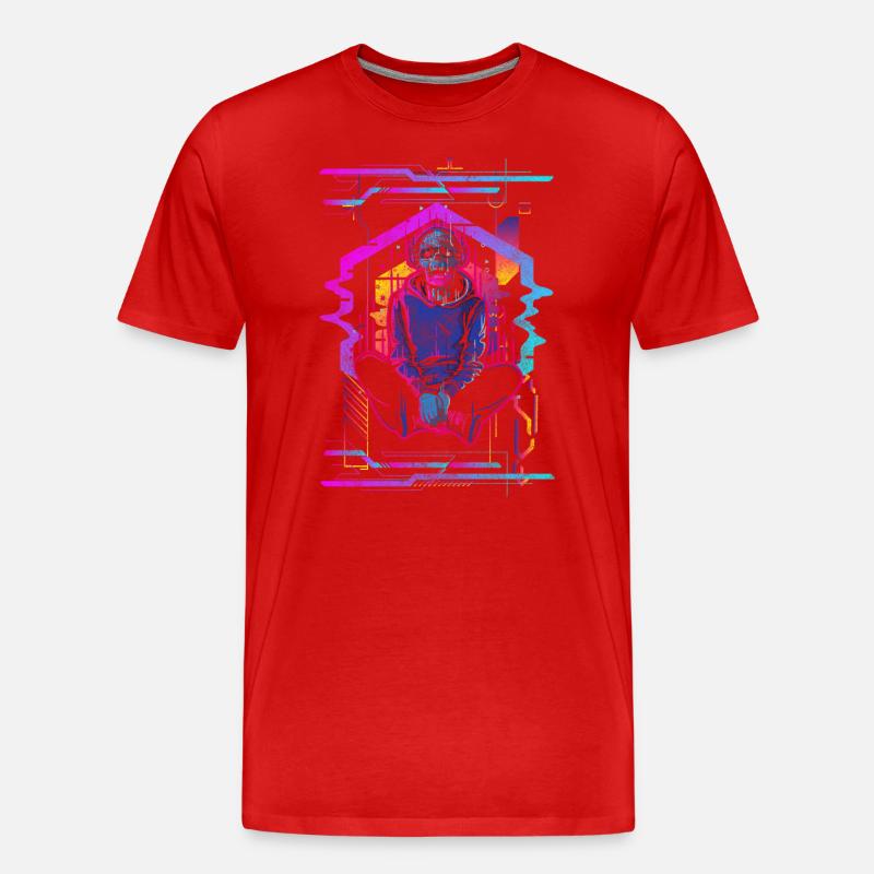 Zukunft Android Neon Gaming - Männer Premium Bio T-Shirt - Rot
