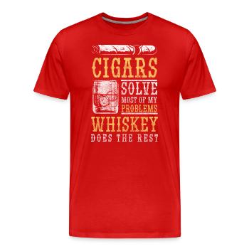 Whiskey Lifestyle Eiswürfel - Männer Premium Bio T-Shirt - Rot - Vorne - Damien (186cm)