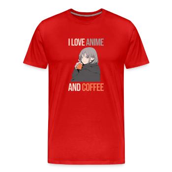 Ich liebe Anime und Kaffee - Manga Stil. - Männer Premium Bio T-Shirt - Rot - Vorne - Damien (186cm)
