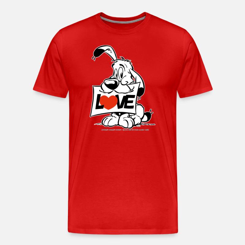 Asterix & Obelix Charakter Idefix - Männer Premium Bio T-Shirt - Rot